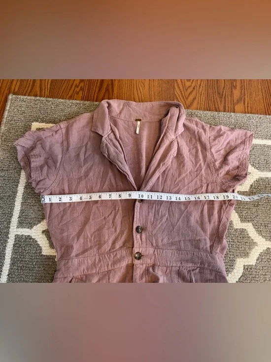 Free People Margot Short Sleeve Linen Coverall size medium - Picture 8 of 9